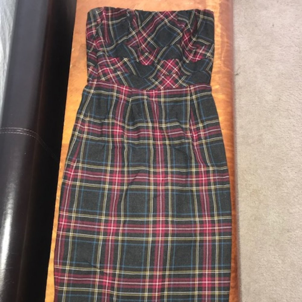 Plaid Strapless Dress